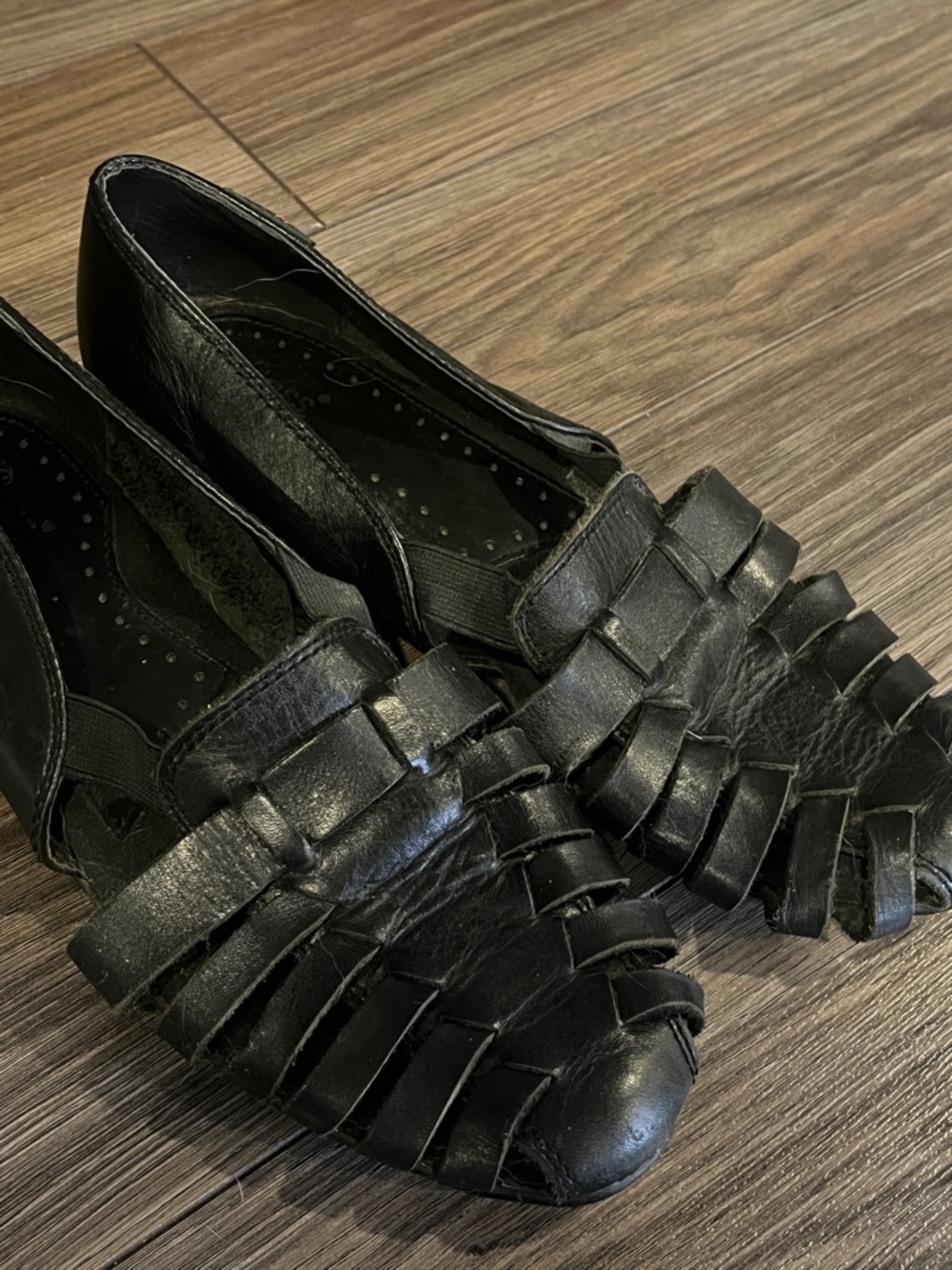 G.H. Bass & Co. Colleen Black Woven Leather Slip-ons